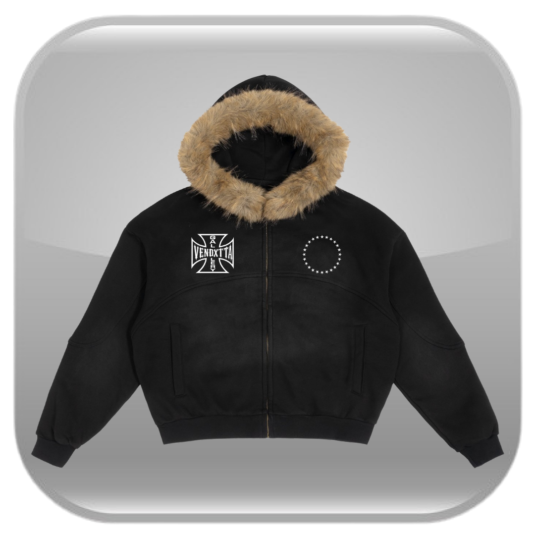 Chopper Detachable Fur Zip - Faded Black