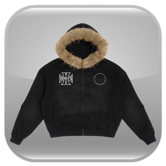 Chopper Detachable Fur Zip - Faded Black