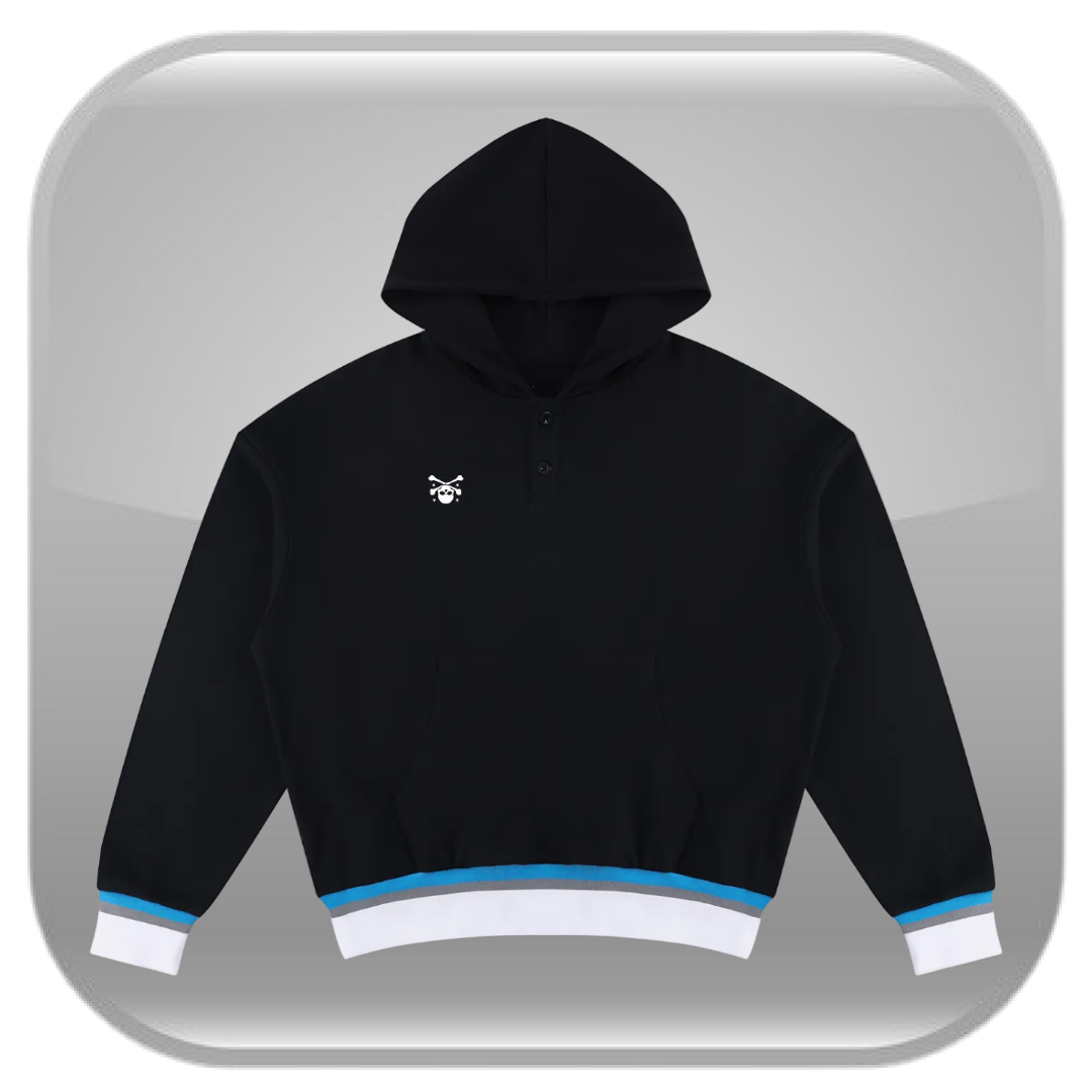 Halo Henley Hoodie - Black