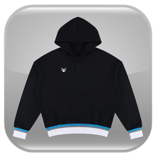 Halo Henley Hoodie - Black