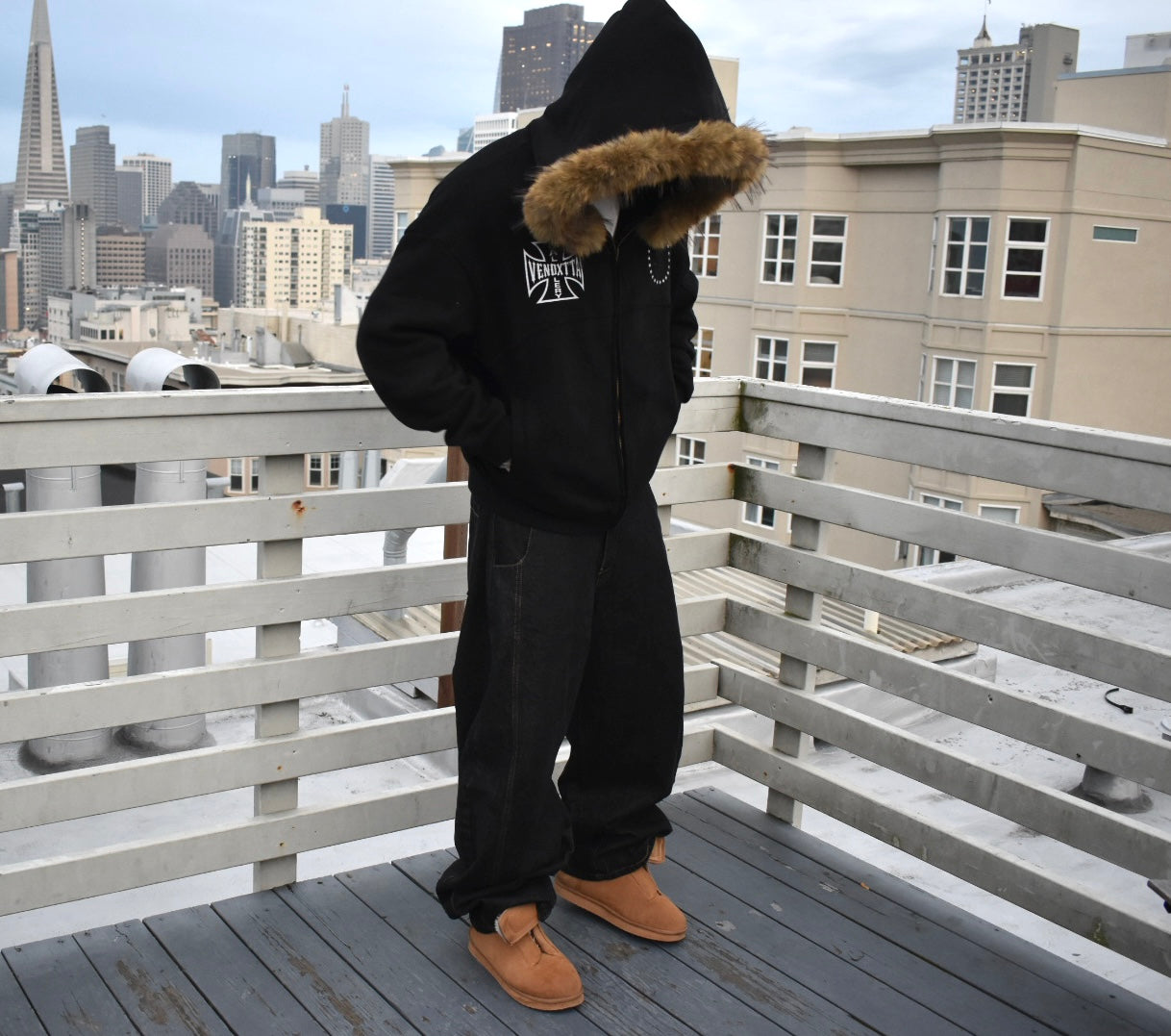 Chopper Detachable Fur Zip - Faded Black