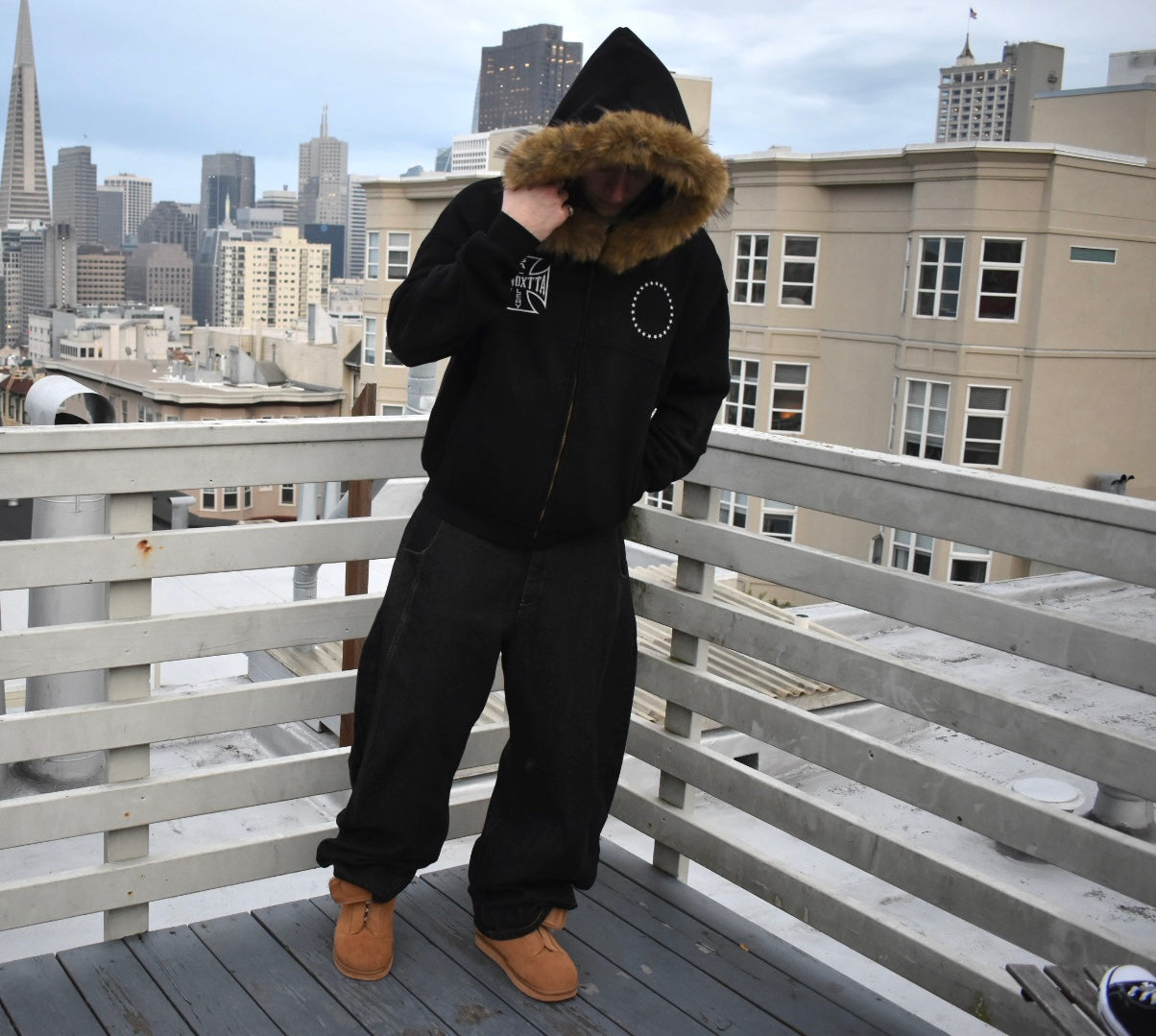 Chopper Detachable Fur Zip - Faded Black