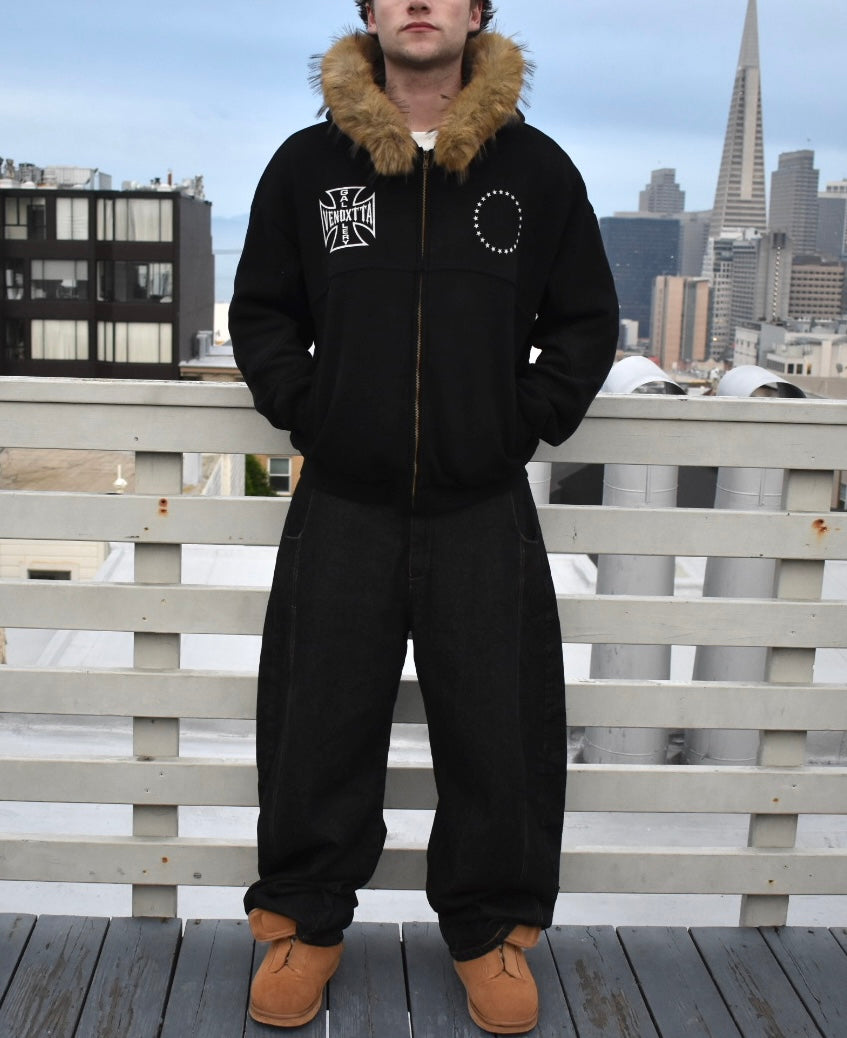 Chopper Detachable Fur Zip - Faded Black