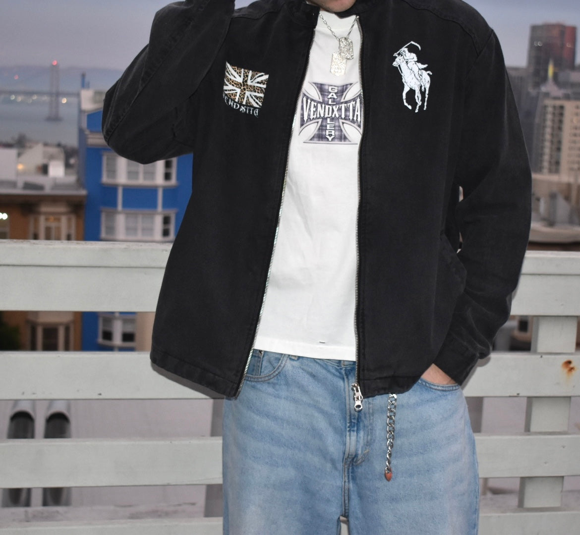 Denim Moto Jacket - Washed Black