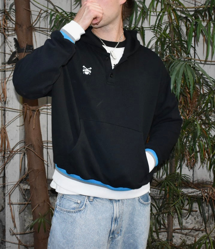 Halo Henley Hoodie - Black